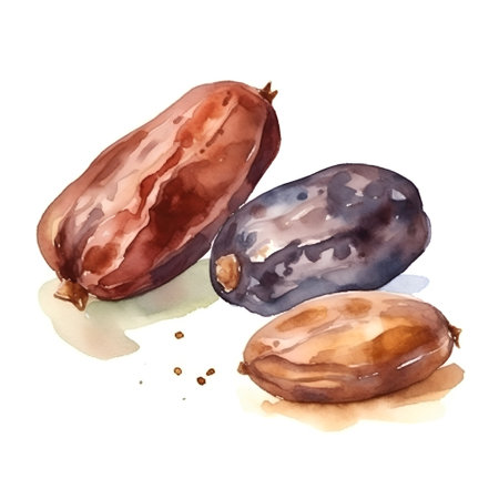 Watercolor illustration of dates. Isolated on a white background.の素材