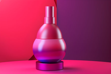 Perfume bottle on a pink background. 3d illustration.の素材