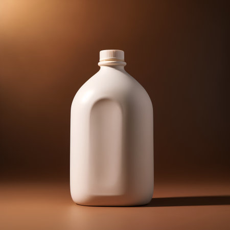 Plastic bottle of milk on a brown background. 3d renderingの素材