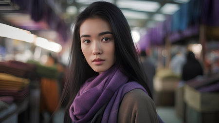 portrait of a beautiful asian woman in the shopping mall.の素材