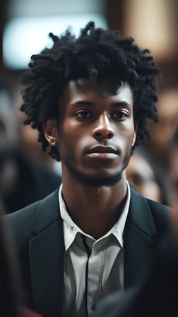 Portrait of a handsome african american man with afro hairstyleの素材