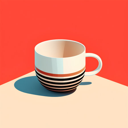 Coffee cup on the table. 3d illustration. Minimal style.の素材