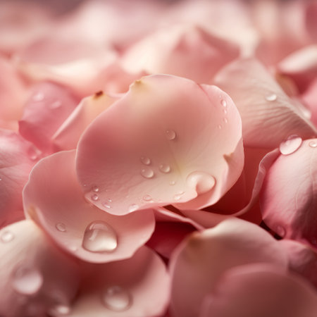 Beautiful pink rose petals with water drops close-up macroの素材
