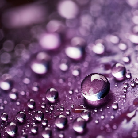 Water drops on a purple background. Shallow depth of field.の素材