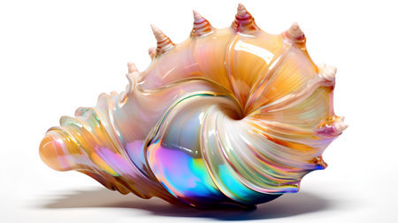 Colorful seashell isolated on white background. 3D illustration.の素材