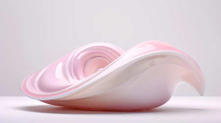 3d illustration of abstract pink swirl on white background. 3D renderingの素材