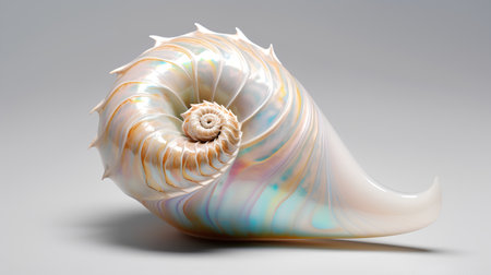 Nautilus shell isolated on white background. 3D illustration.の素材