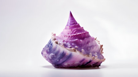 Purple seashell isolated on white background. Clipping path included.の素材