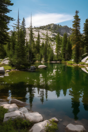 Lake in Yosemite National Park, California, United States of America.の素材