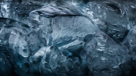 Ice cubes closeup. Blue toned. Shallow depth of fieldの素材