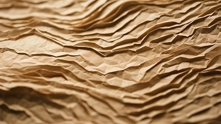 Crumpled brown paper background. Shallow depth of field.の素材