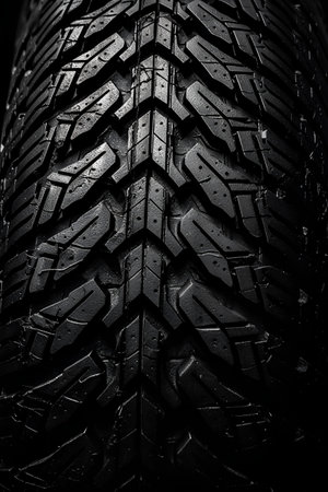 Car tire close up. Tyre background. Black and white photo.の素材