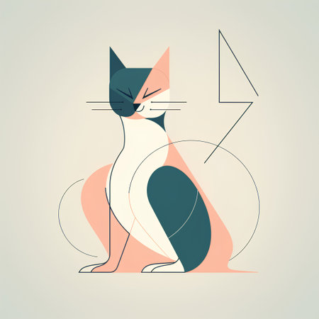 Vector illustration of a cat in flat style. The cat is sitting.の素材