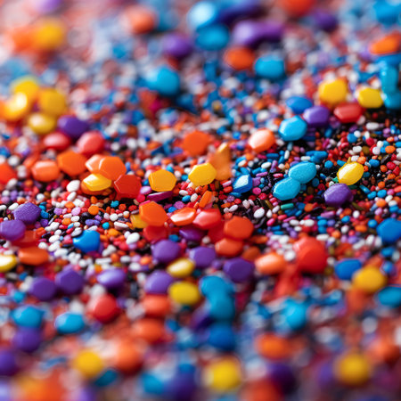Colorful sprinkles on a dark background. Shallow dof.の素材