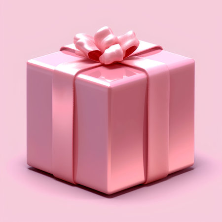 Pink gift box with a bow on a pink background. 3d renderingの素材