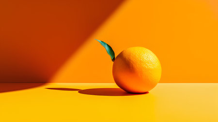 Orange fruit on orange background. Minimal concept. 3d renderの素材
