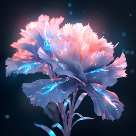 3d rendering of a blue iris flower on a dark backgroundの素材