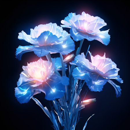 Blue irises bouquet on a dark background. Vector illustration.の素材