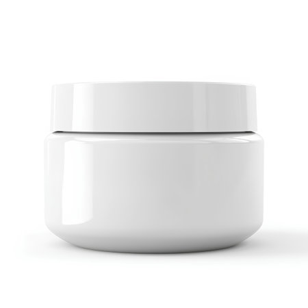 White cosmetic cream jar isolated on white background. 3d rendering.の素材
