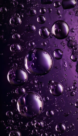 Purple water with air bubbles. Abstract background for your design.の素材