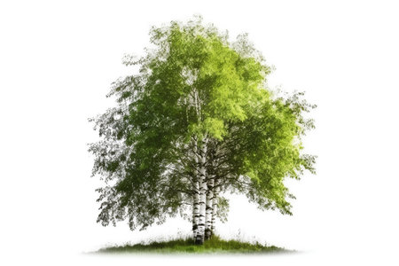 birch tree isolated on white background with clipping path.の素材