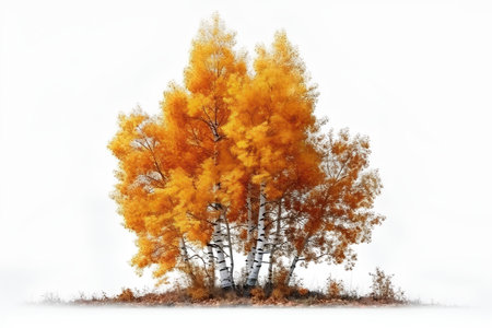 Autumn trees isolated on a white background. 3d render.の素材