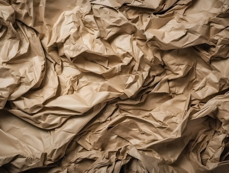 Crumpled brown paper as background. Close-up image.の素材