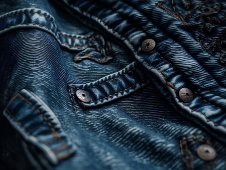 Jeans texture with seams, close-up. Jeans backgroundの素材