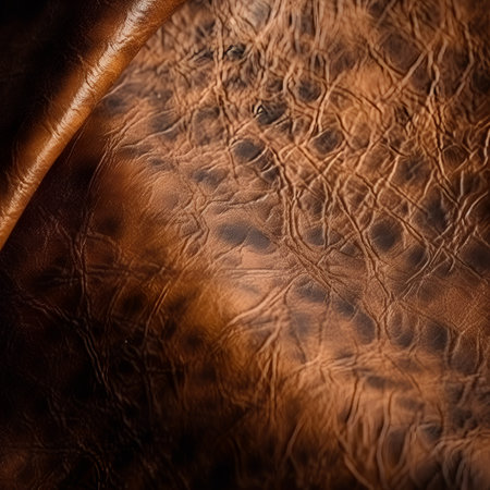 Closeup detail of brown leather texture for background. High resolution photo.の素材