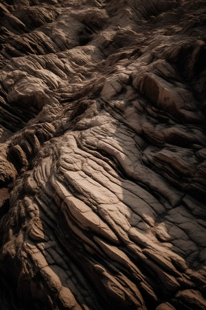 Rock texture in the desert with shadow of the sun on it.の素材