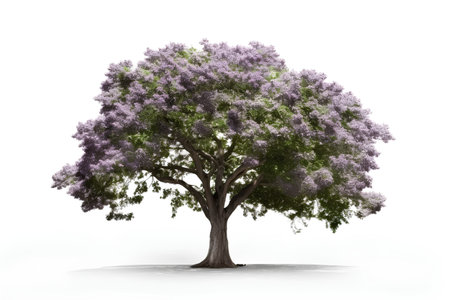 Tree with purple flowers isolated on white background 3D Illustration.の素材