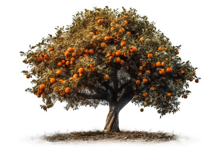 Orange tree isolated on white background. 3d illustration. High resolutionの素材