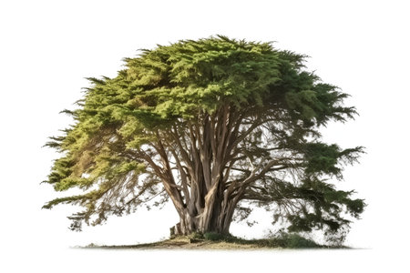 Big tree isolated on white background 3D illustration, clipping path includedの素材