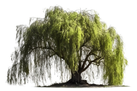 Weeping willow tree isolated on white background 3D Illustrationの素材