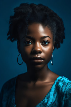 Portrait of a beautiful young african woman with afro hairstyleの素材