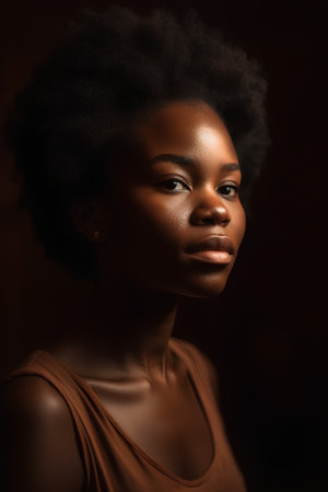 Portrait of beautiful african american woman with afro hairstyleの素材