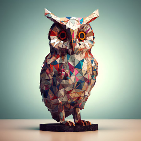 Owl polygonal low poly style. 3d illustration.の素材