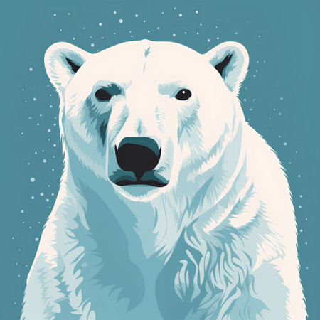 Polar bear on blue background. Vector illustration in cartoon style.の素材