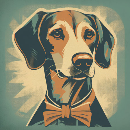 Beagle dog with bow tie. Vector illustration in retro style.の素材
