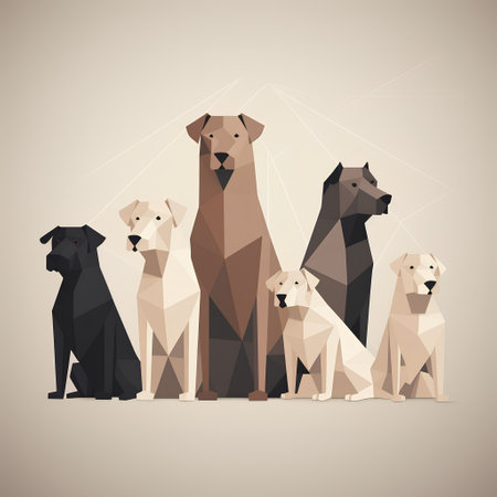 Group of dogs in low poly style. Vector illustration for your designの素材