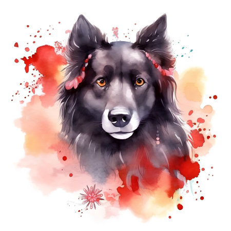 Watercolor portrait of a dog. Illustration for your design.の素材