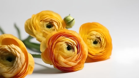 Ranunculus (persian buttercups) on white backgroundの素材
