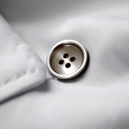 Close up of a button on a white shirt. Shallow depth of field.の素材