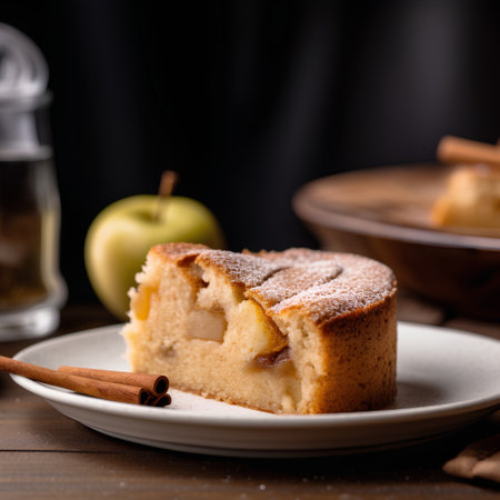 Apple pie with cinnamon on a wooden background. Selective focus.の素材