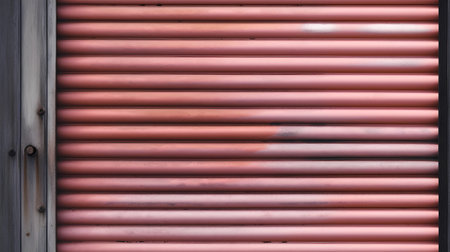Pink blinds on a wooden wall. Background and texture for design.の素材