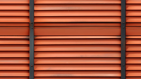 Orange metal shutter door texture or background. Corrugated metal.の素材