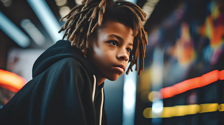 Portrait of young african american woman with dreadlocks.の素材
