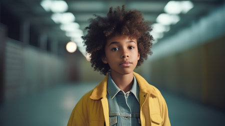 Portrait of a cute african american boy looking at cameraの素材