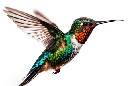 Ruby-throated Hummingbird (archilochus colubris) isolated on white backgroundの素材