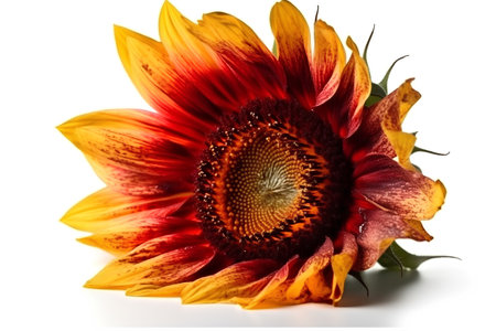 Sunflower isolated on white background. Close-up. Studio photography.の素材
